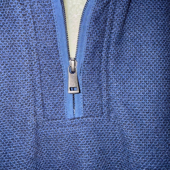 Orvis Navy Knit Blue, Sherpa Fleece-Lined 3/4 Zip Pullover - Picture 7 of 11